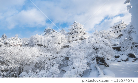 Gujo Hachiman Castle in the snow Gujo Hachiman Castle in the snow 135574572