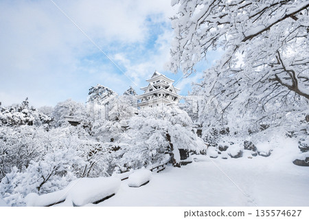 雪中的郡上八幡城 135574627