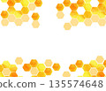 Watercolor honeycomb structure background frame Hexagonal honey image material 135574648