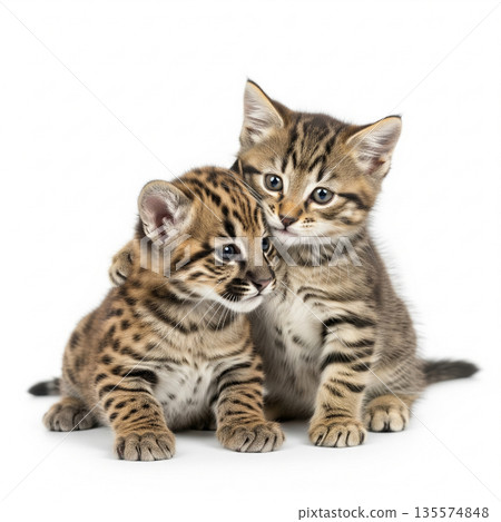 一隻小貓摟著一隻獵豹 135574848