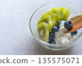 Kiwifruit and blueberry yogurt bowl 135575071