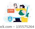 Cybersecurity Awareness Campaign Vector Illustration Featuring Digital Safety, Data Protection, And Online Security Education in Flat Background 135575264
