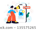 Cybersecurity Awareness Campaign Vector Illustration Featuring Digital Safety, Data Protection, And Online Security Education in Flat Background 135575265