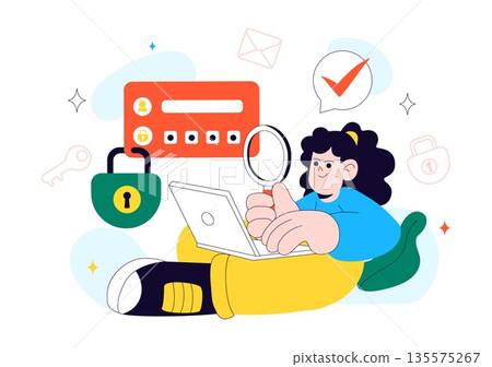 Cybersecurity Awareness Campaign Vector Illustration Featuring Digital Safety, Data Protection, And Online Security Education in Flat Background Cybersecurity Awareness Campaign Vector Illustration Featuring Digital Safety, Data Protection, And Online Security Education in Flat Background 135575267