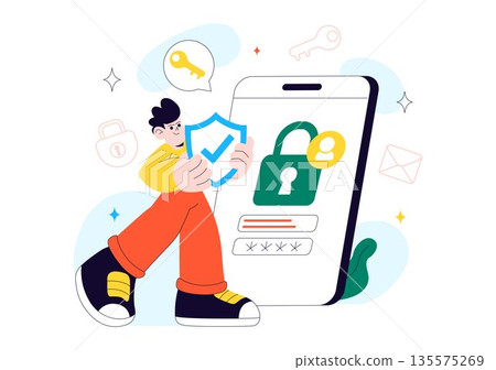 Cybersecurity Awareness Campaign Vector Illustration Featuring Digital Safety, Data Protection, And Online Security Education in Flat Background 135575269
