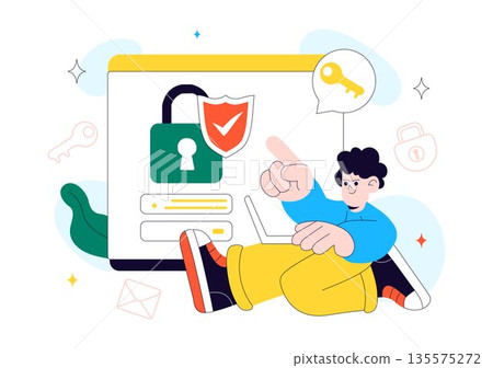 Cybersecurity Awareness Campaign Vector Illustration Featuring Digital Safety, Data Protection, And Online Security Education in Flat Background Cybersecurity Awareness Campaign Vector Illustration Featuring Digital Safety, Data Protection, And Online Security Education in Flat Background 135575272
