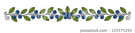 Garden blueberry leaves line divider or border. Garden berry outline frame border, forest ripe blueberry thin line vector divider. Fresh wild fruit linear outline separator line or underline spacer Garden blueberry leaves line divider or border. Garden berry outline frame border, forest ripe blueberry thin line vector divider. Fresh wild fruit linear outline separator line or underline spacer 135575293