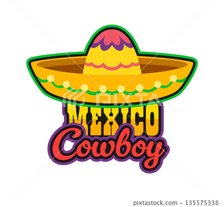 Mexico cowboy sombrero western and Wild West Y2K groovy sticker. Western mexican cowboy vector tag, Texas history groovy label. Mexican charro cowboy sombrero hat and colorful typography Y2K sticker Mexico cowboy sombrero western and Wild West Y2K groovy sticker. Western mexican cowboy vector tag, Texas history groovy label. Mexican charro cowboy sombrero hat and colorful typography Y2K sticker 135575338