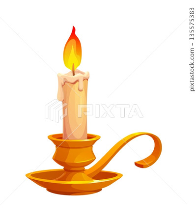 Glowing candle in golden holder, symbol of St Patrick day celebration and spiritual rituals, hope, blessings and ancestral remembrance, warmth and guidance in Irish traditions and folklore Glowing candle in golden holder, symbol of St Patrick day celebration and spiritual rituals, hope, blessings and ancestral remembrance, warmth and guidance in Irish traditions and folklore 135575383