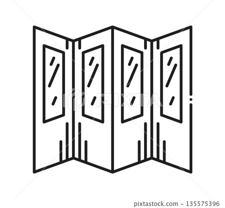 Exhibition advertising fordable curtain stand display line icon or symbol. City street presentation banner thin line sign, advertising light box outline vector icon. Outdoor stand display symbol 135575396