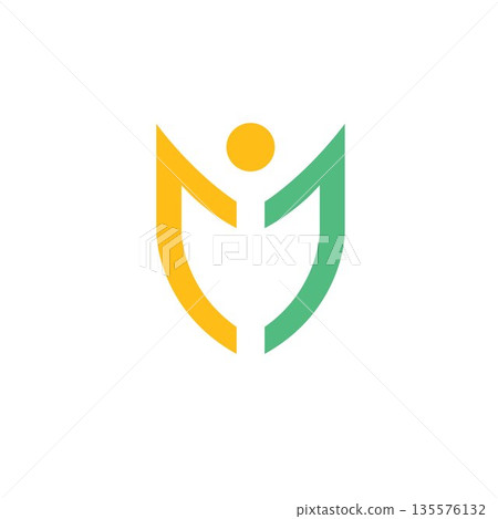 M or JJ letter people shield  logo icon vector concept design template 135576132