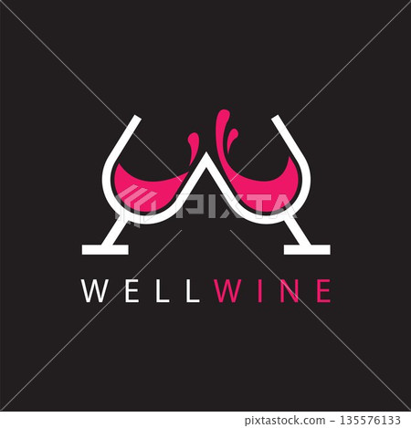 letter w wine glass toast logo icon vector concept design 135576133