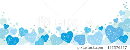 可愛的蠟筆風格心形橫框/藍色 135576257