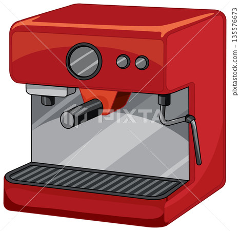 Red Professional Espresso Machine Vector Illustration on White Background 135576673