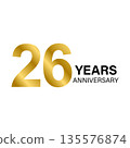 26 years anniversary gold icon vector for graphic design, logo, website, social media, mobile app, UI illustration 135576874