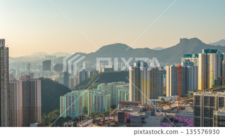 Jan 11 2026 Lion Rock Backdrop Framing Kowloon Urban Skyline in Hong Kong 135576930