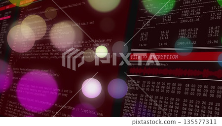 Encryption panel running at IT workstation, with progress bar and hexadecimal dump, copy space Encryption panel running at IT workstation, with progress bar and hexadecimal dump, copy space 135577311