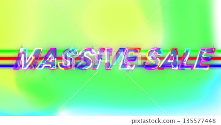 Displaying glitch-style text reading MASSIVE SALE in digital design layout, with RGB glitch lines Displaying glitch-style text reading MASSIVE SALE in digital design layout, with RGB glitch lines 135577448