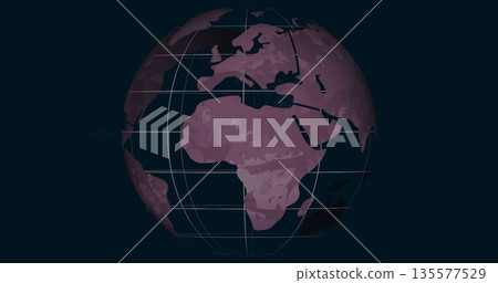 Displaying stylized Earth globe on navy interface, with white latitude longitude grid lines Displaying stylized Earth globe on navy interface, with white latitude longitude grid lines 135577529