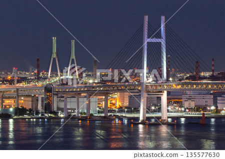 Yokohama Bay Bridge at moonrise, Kanagawa Prefecture Yokohama Bay Bridge at moonrise, Kanagawa Prefecture 135577630