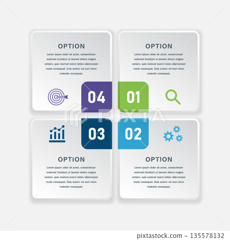 4 Panel Business Infographic with Icons 4 Panel Business Infographic with Icons 135578132