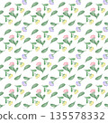 Seamless pattern  Flower watercolor spring floral set. Hand drawn pastel  flower, leaf, Cute nature.  135578332