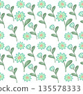 Seamless pattern  Flower watercolor spring floral set. Hand drawn pastel  flower, leaf, Cute nature.  135578333