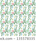 Seamless pattern  Flower watercolor spring floral set. Hand drawn pastel  flower, leaf, Cute nature.  135578335