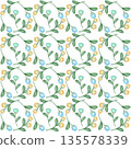 Seamless pattern  Flower watercolor spring floral set. Hand drawn pastel  flower, leaf, Cute nature.  135578339