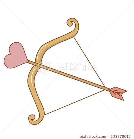 Bow and arrow with heart. Love. Vector illustration 135578612