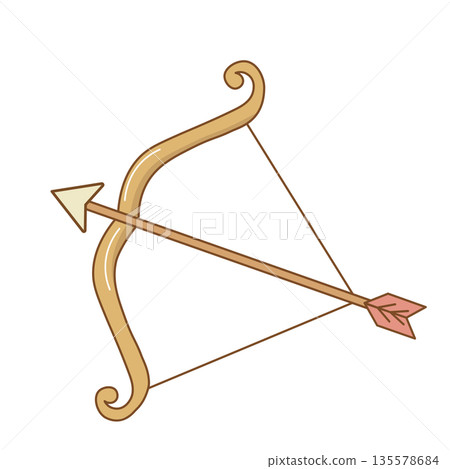 弓箭，箭上帶著一顆心。愛。向量圖 135578684