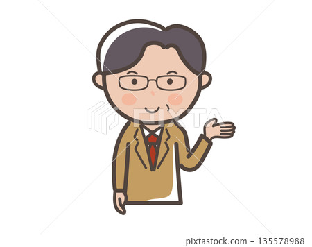 圖中是一位戴眼鏡的中年男性商務人士,正在解釋相關事宜,圖中描繪的是他的上半身。 圖中是一位戴眼鏡的中年男性商務人士,正在解釋相關事宜,圖中描繪的是他的上半身。 135578988