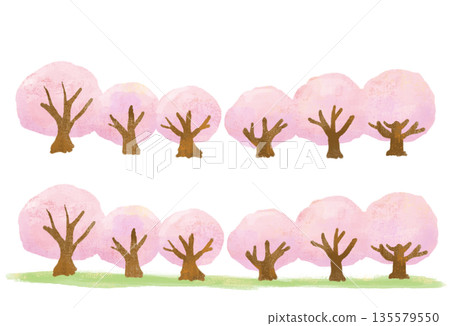 一幅可愛的櫻花樹插圖 135579550