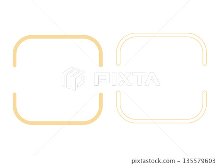 Decorative frames for headings and annotations, web design and document creation parts, yellow rounded square frame set 135579603