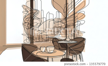 現代咖啡店插圖 135579770