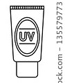 防曬乳的單色插圖 135579773
