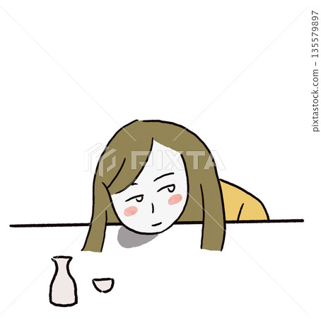 Illustration of a tipsy woman Illustration of a tipsy woman 135579897