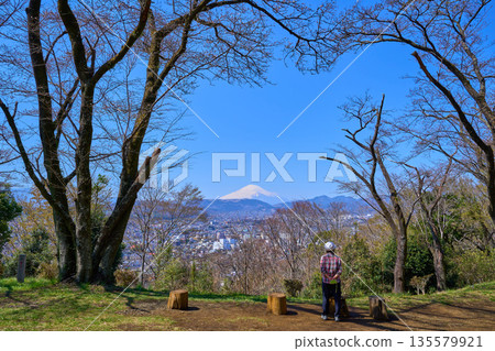 View to the west from the summit of Mt. Asama in Hadano City, Kanagawa Prefecture in spring (Hadano City, Mt. Fuji, etc.) View to the west from the summit of Mt. Asama in Hadano City, Kanagawa Prefecture in spring (Hadano City, Mt. Fuji, etc.) 135579921