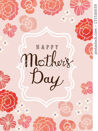 母親節水彩花卉相框設計 A3 人像 135580039