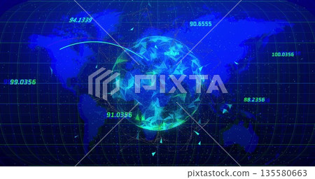 Visualizing polygonal globe streaming network lines in grid, with curved arcs, numeric labels Visualizing polygonal globe streaming network lines in grid, with curved arcs, numeric labels 135580663