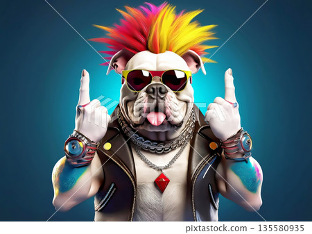 3d illustration of a wild bulldog dog 135580935