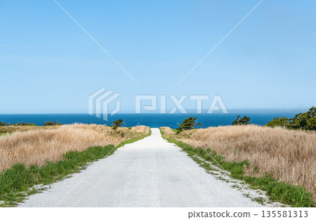 Cape Soya, Wakkanai, Hokkaido - A popular tourist attraction: Cape Soya's "White Road" and blue sea Cape Soya, Wakkanai, Hokkaido - A popular tourist attraction: Cape Soya's "White Road" and blue sea 135581313