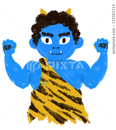 Oni, Blue Oni, Setsubun, Fairy tale, Old tale, Character, Upper body Oni, Blue Oni, Setsubun, Fairy tale, Old tale, Character, Upper body 135581714