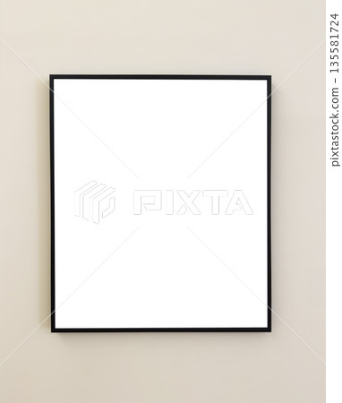 Minimalist black frame with blank space for artwork or photo. Simple rectangular template for Minimalist black frame with blank space for artwork or photo. Simple rectangular template for 135581724