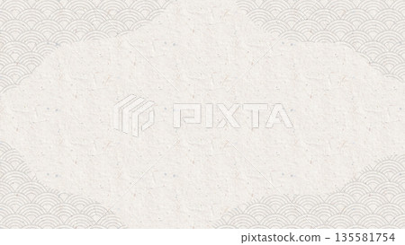 日式向量背景，帶有日式紙張紋理和青海波圖案的液態形狀 135581754