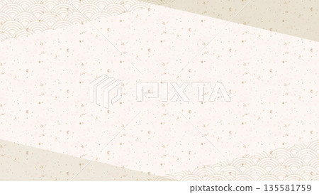 日式向量背景,帶有和紙紋理和青海波圖案的三角形。 日式向量背景,帶有和紙紋理和青海波圖案的三角形。 135581759