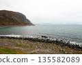 Peaceful coastal scenery in Norway showing sea, mountains, and natural shoreline. 135582089