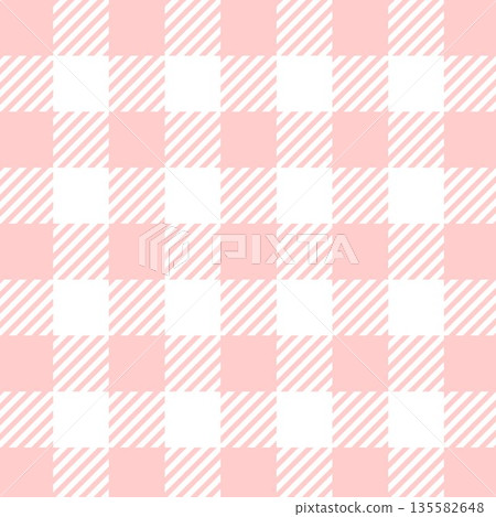 Pink gingham check background pattern with squares 135582648