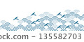 Tenugui pattern: Flying fish on the waves 135582703