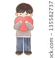 Smiling boy hugging a heart 135582737